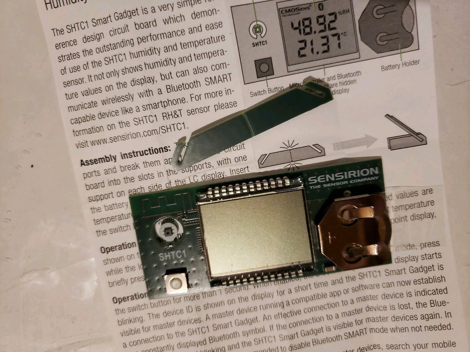 SHTC1 Smart Gadget Humidity And Temperature Display W Bluetooth Smart Interface