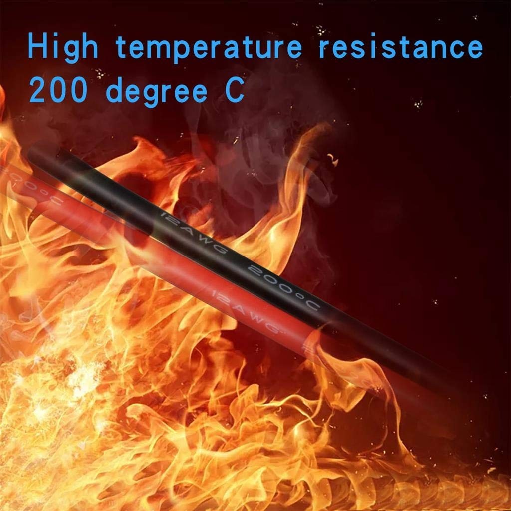 12 Gauge Silicone Wire 3 ft red and 3 ft Black Flexible 12 AWG Stranded Tinne…