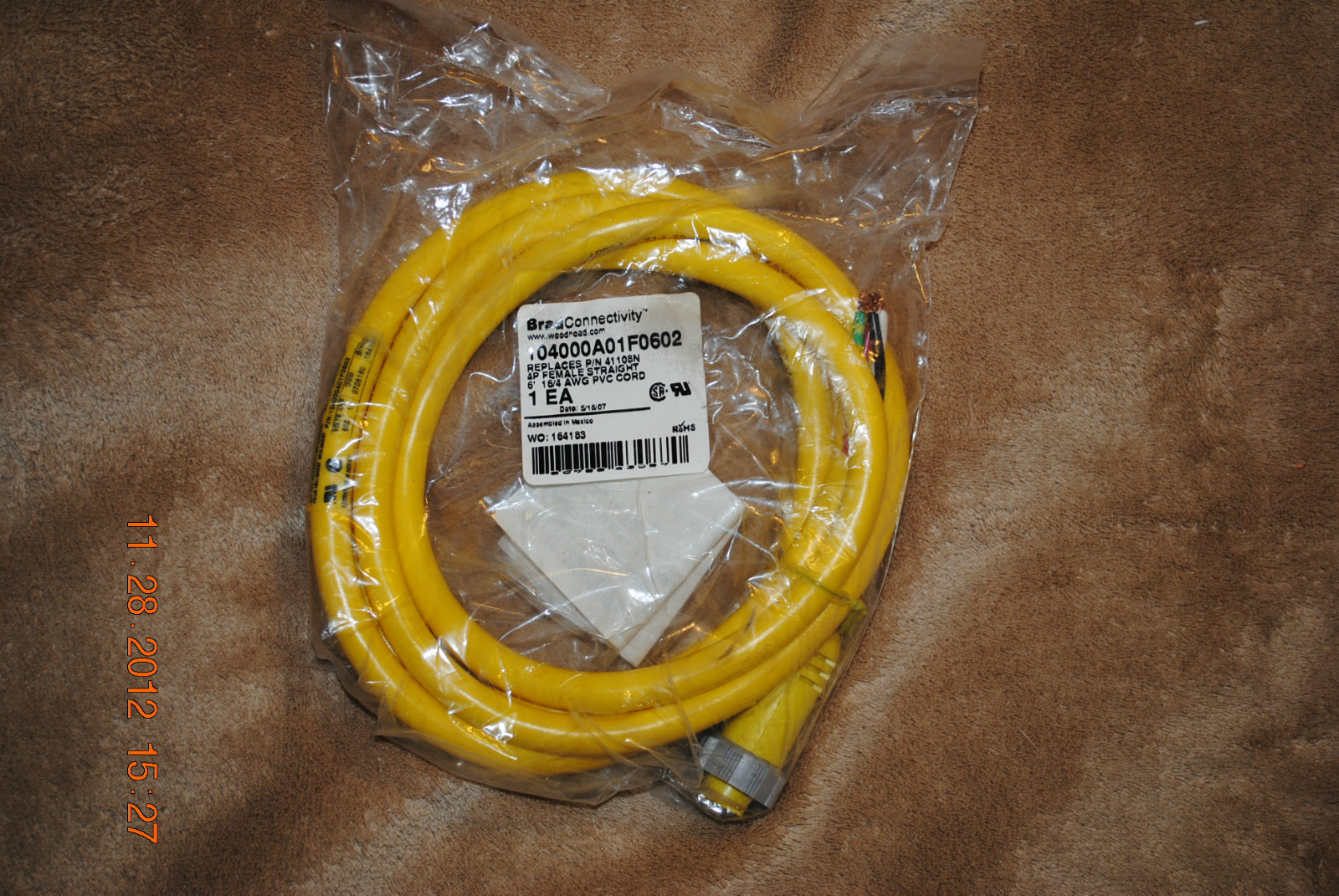 Brad Connectivity 104000A01F0602 Cable 6′ Feet 4P Female 16/4 AWG Cord 41108N
