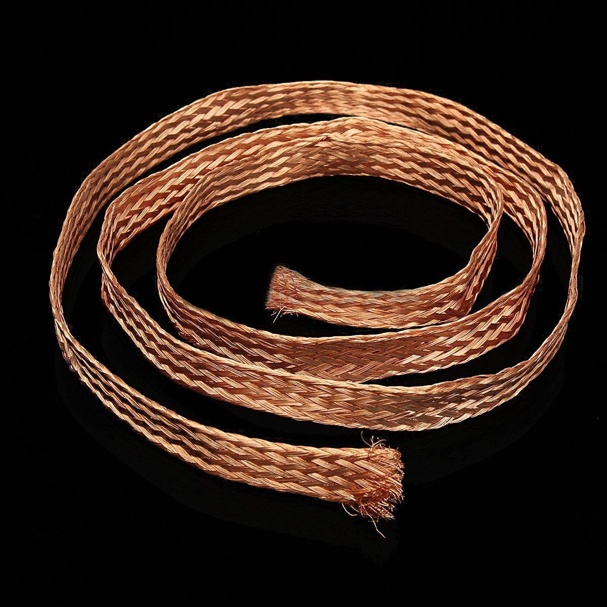 US Stock 6.5ft 15mm Flat Copper Braid Cable Bare Copper Braid Wire Ground Lead