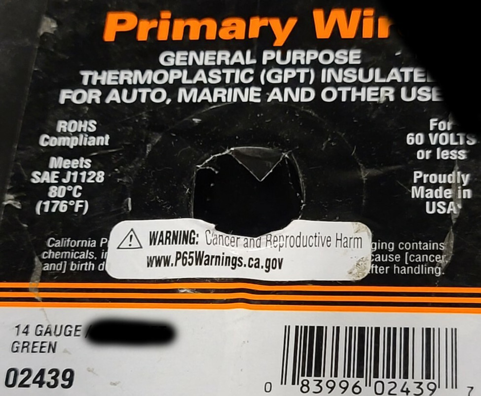 East Penn #14awg GPT PVC Automotive/Marine Primary Lead Wire 60V/80C Green/100ft