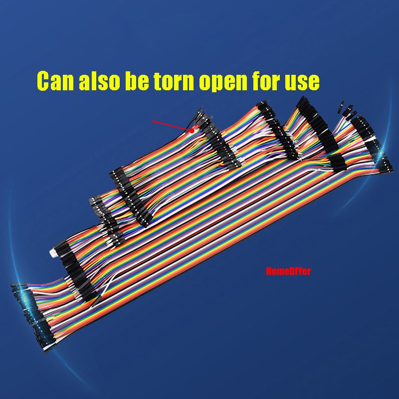 40PCS Dupont Jump Wires M-F M-M F-F Jumper Breadboard Cable Lead Hobby 10-40 Pin