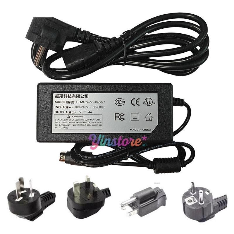 1 pc. New HEMG24-S050400-7 Power Adapter 5V 4A 4Pin W/ Power Cord