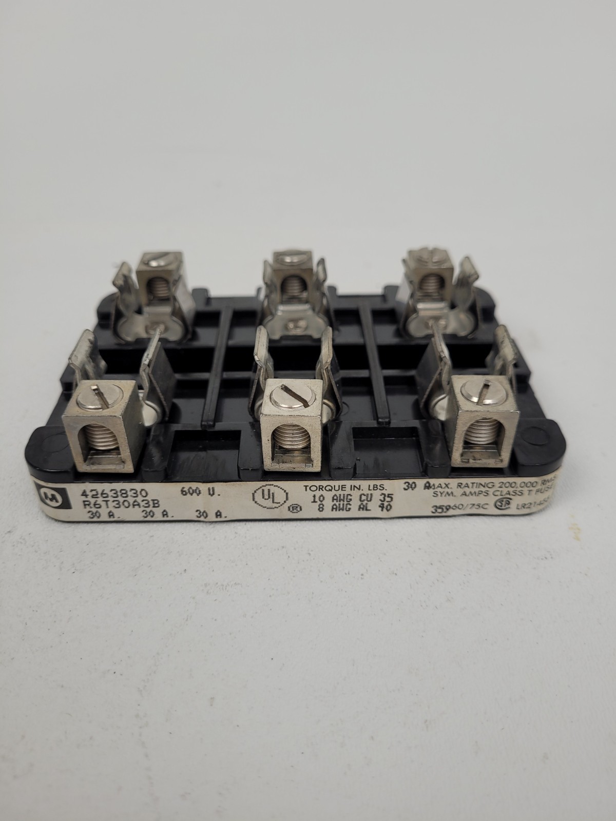 Lot of 2- R6T30A3B Marathon 30A 600V 3 Pole Class T Fuse Holder -Next Day Option