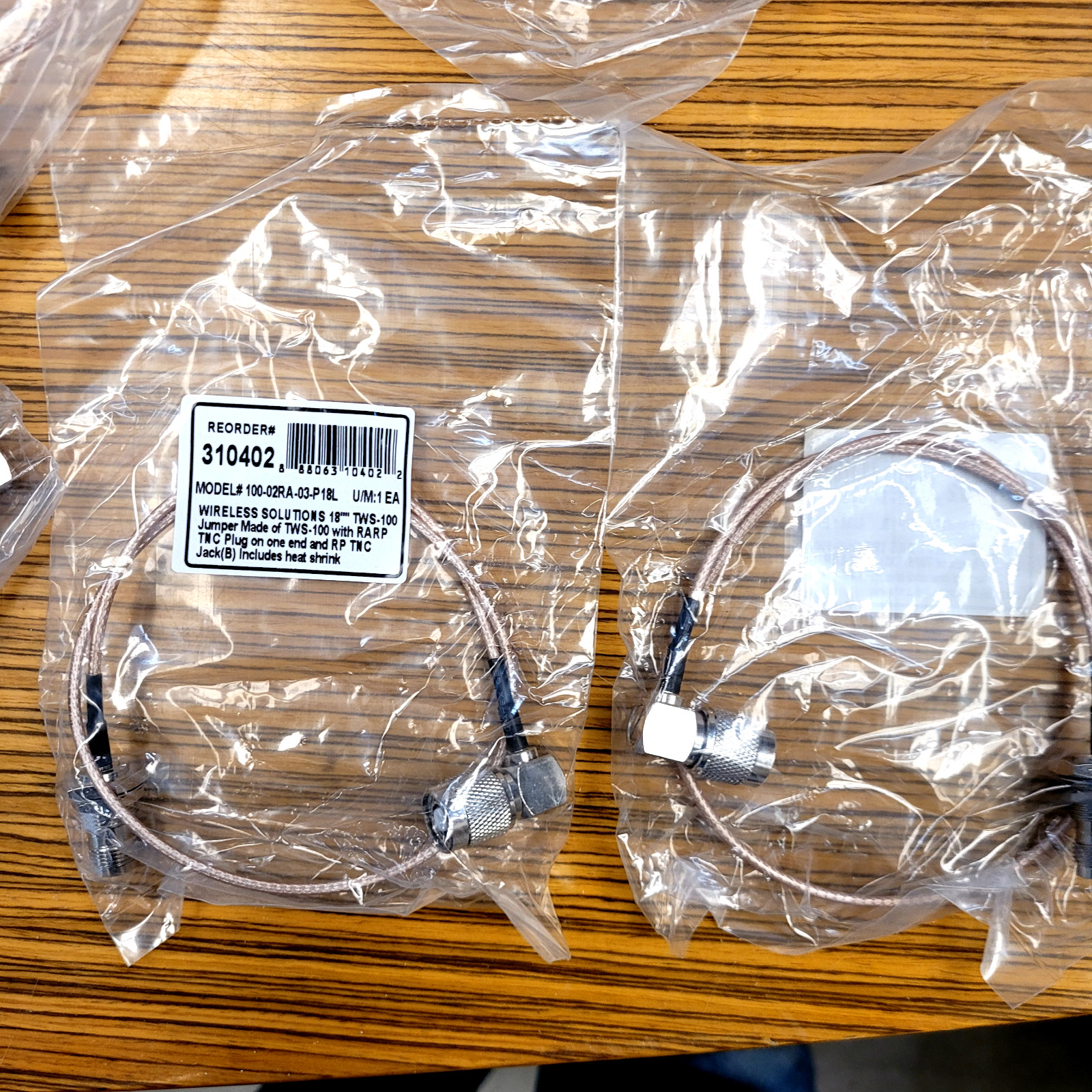 Wireless Solutions 100-02RA-03-P18L, TWS-100 Jumper, RARPTNC Plug, RPTNC Jack