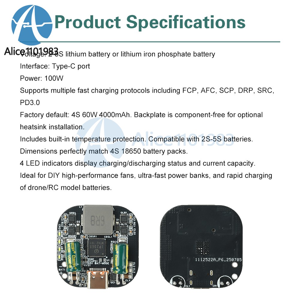 IP2368 Bidirectional Charging Discharging Module PD100W Boost-Buck Fast Charging