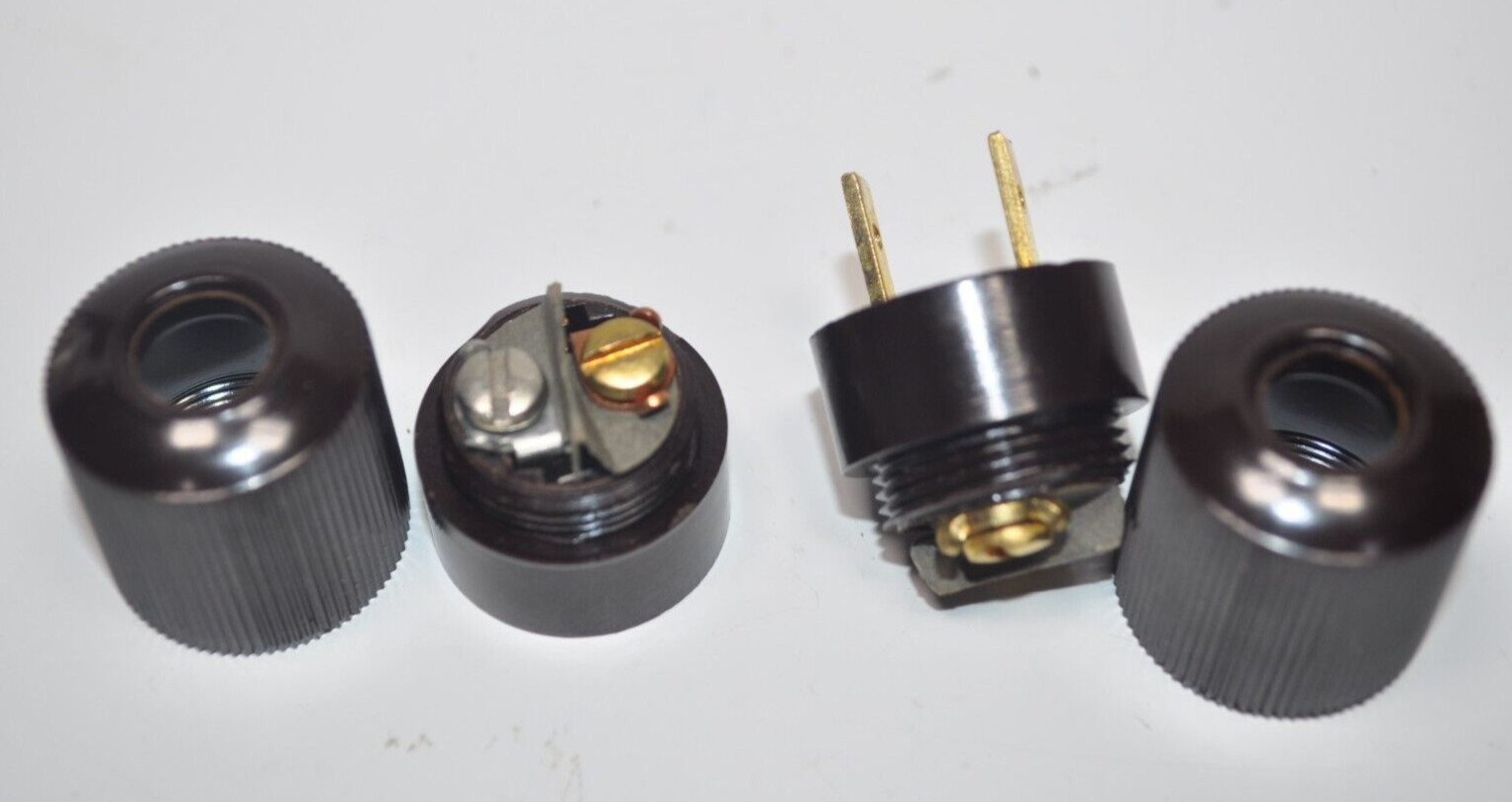 NOS H&H ARROW HART & HEGEMAN Bakelite 2-Prong Connector Set Male/Female 10A 250V
