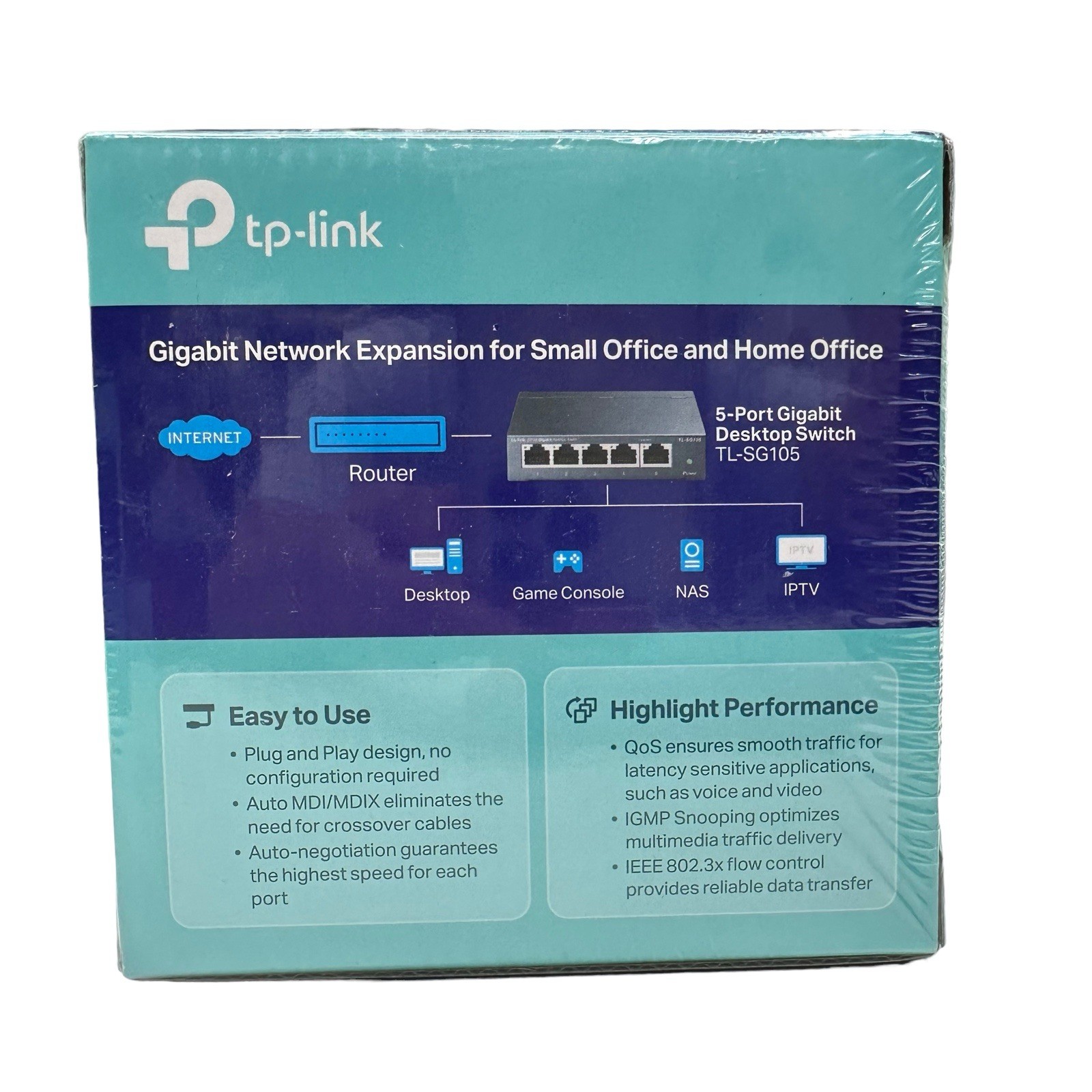 TP-Link TL-SG105 5-Port Gigabit Desktop Network Switch New Sealed