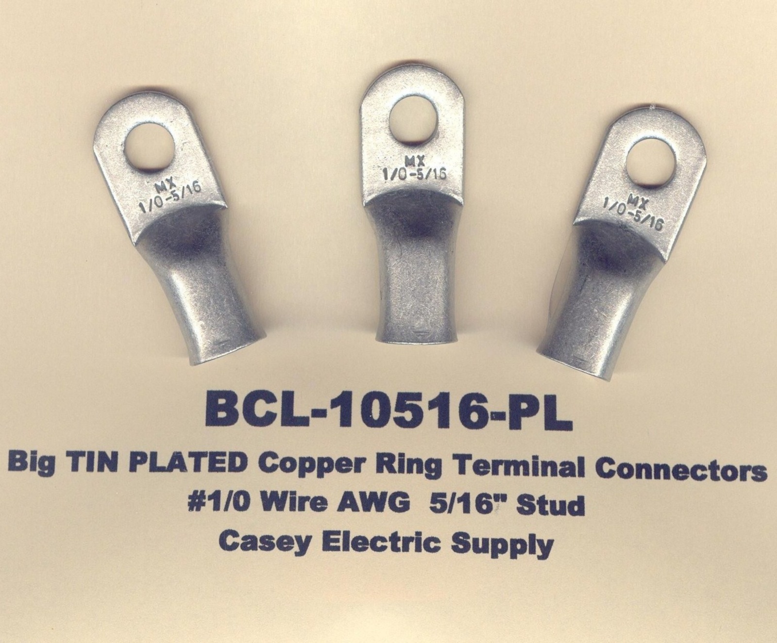 20 TIN PLATED Copper Ring Lug Terminal Connectors #1/0 Wire Gauge 5/16″ MOLEX