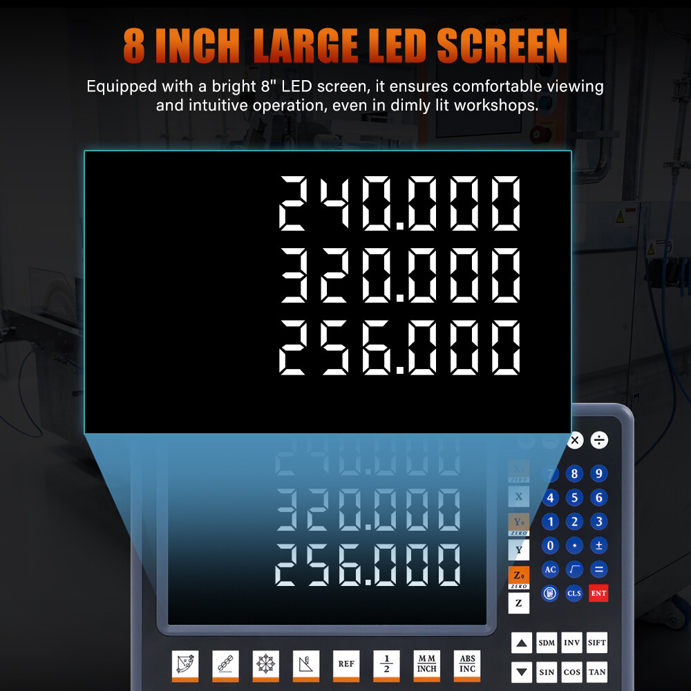 2 Axis 3 Axis Digital Readout 8” LED Screen DRO TTL Glass Linear Scale Encoder