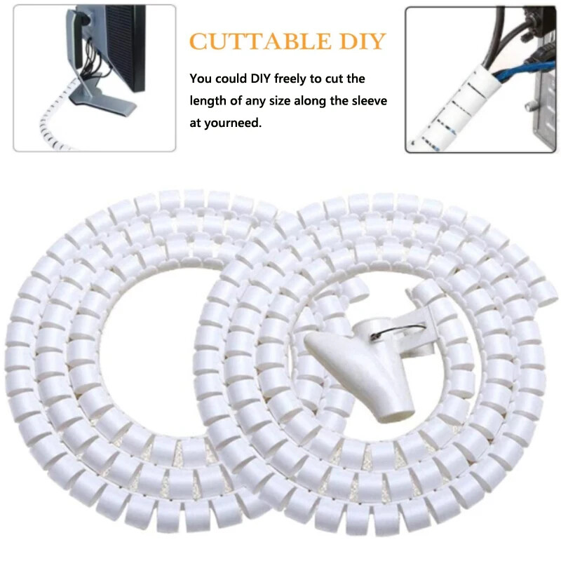 8~25mm Wrap Cable Binding Tidy Leads on TV / PC / Home Cinema / CCTV Wires Hide