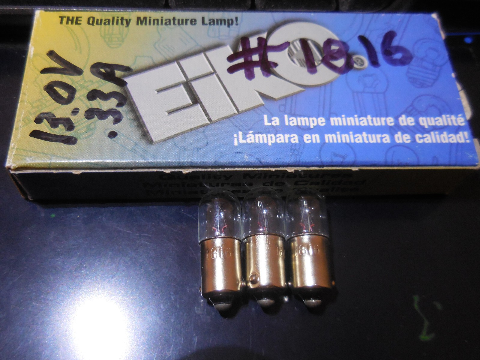 3X EIKO 1816 INDICATOR LAMPS #1816 13V 0.33A BA9S T3.25 BAYONET