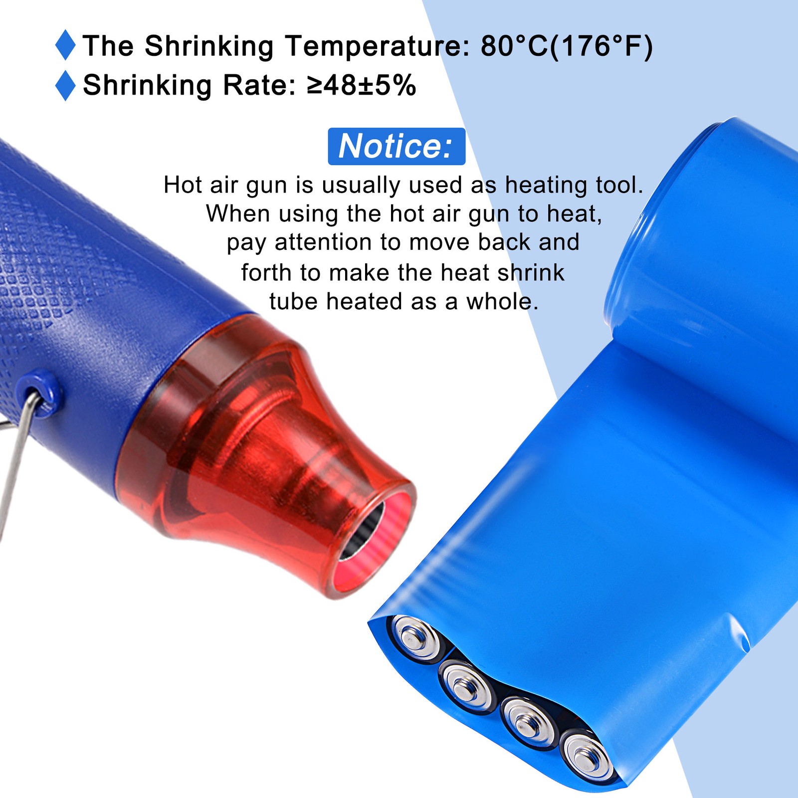 Battery Wrap Heat Shrink Tubing 14mm Dia 23mm Flat 10 Feet Blue for Battery Pack