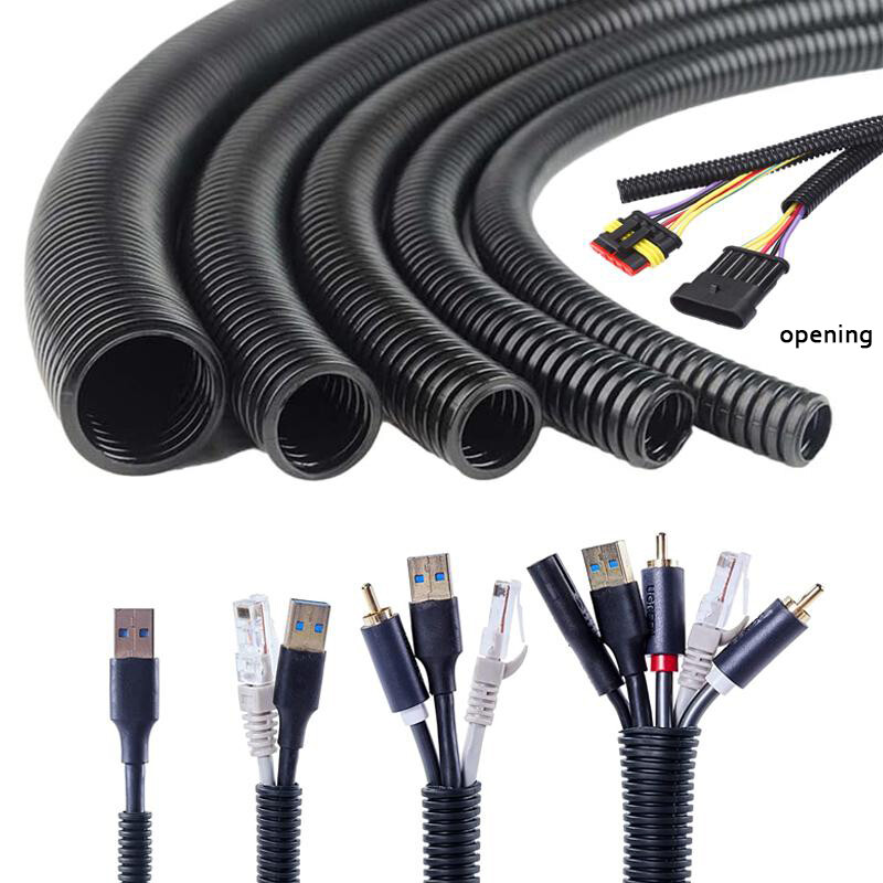 7-28mm Split Wire Loom Conduit Polyethylene Tubing Black Color Sleeve Tube