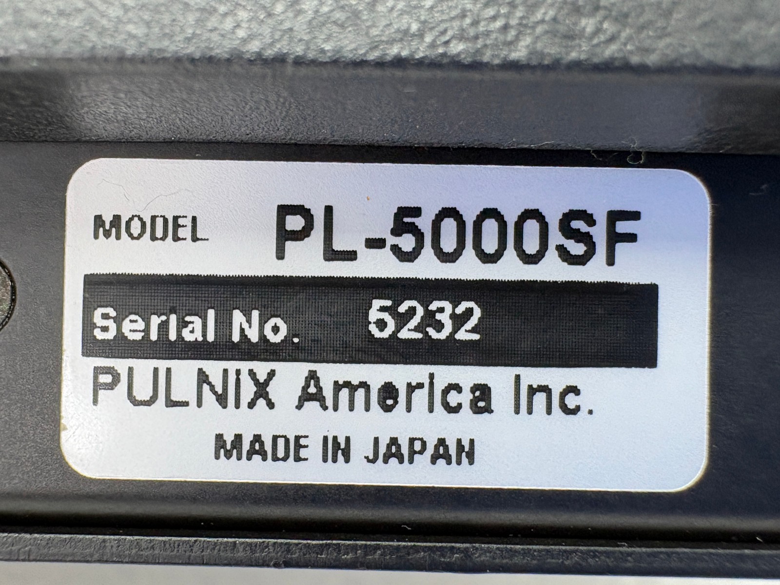 Pre Owned | Pulnix PL-5000SF 5 MP Sony ICX625 CCD Industrial Camera Only – Black