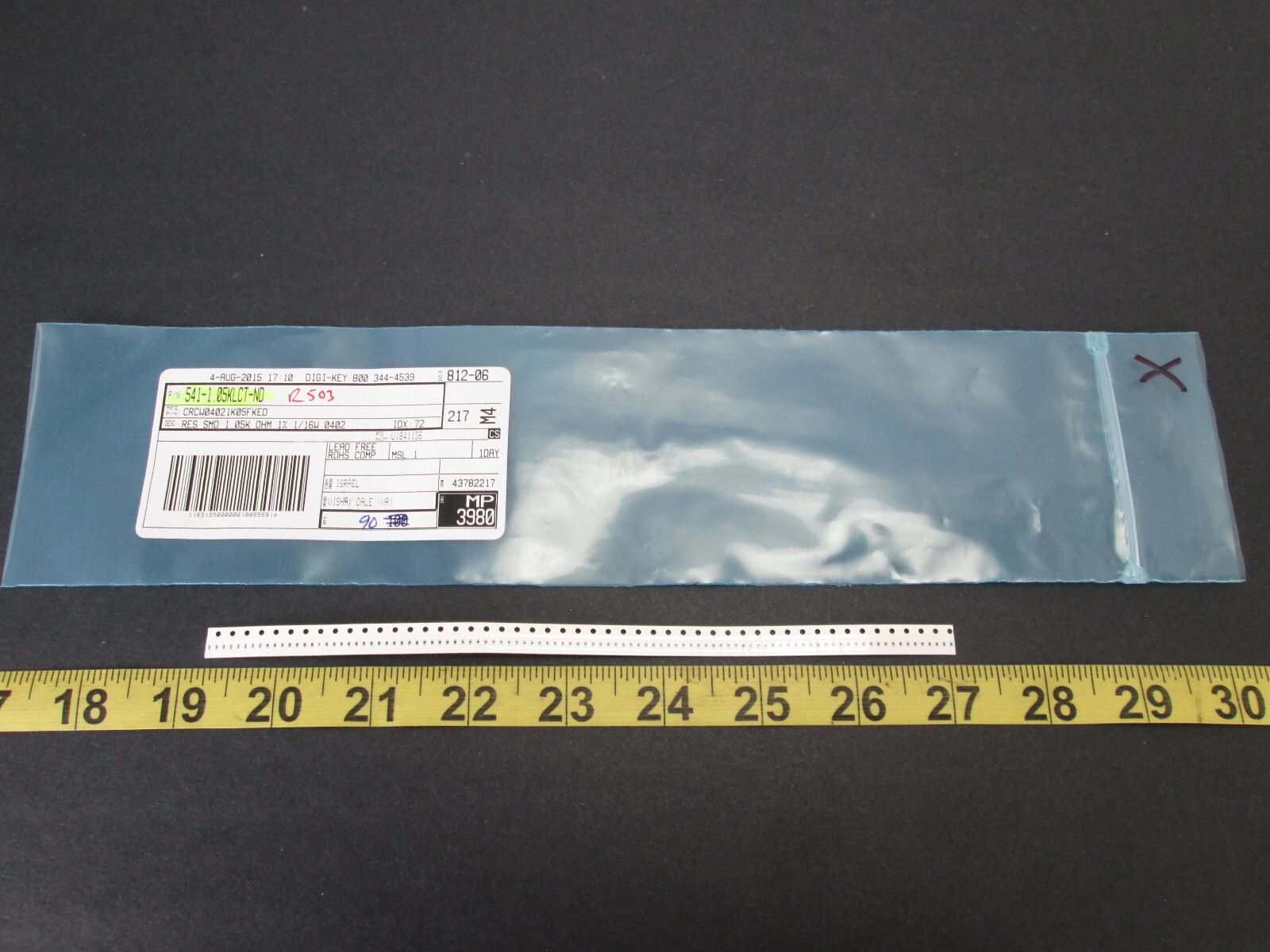 Lot of 90 Digi-Key Vishay Dale 1.05 kOhms ±1% 0.063W, 1/16W Chip Resistor 0402