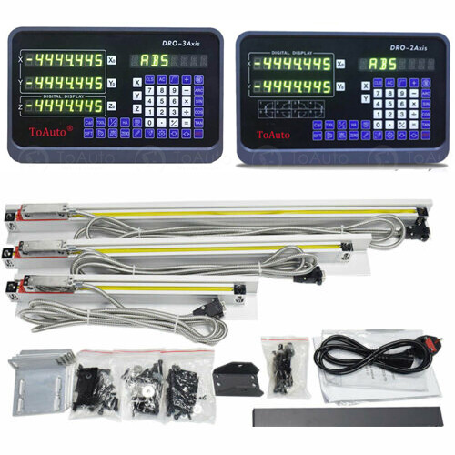 TOAUTO 5um Linear Scales + DRO 2/3 Axis Digital Readout Set for Mill Lathe,US