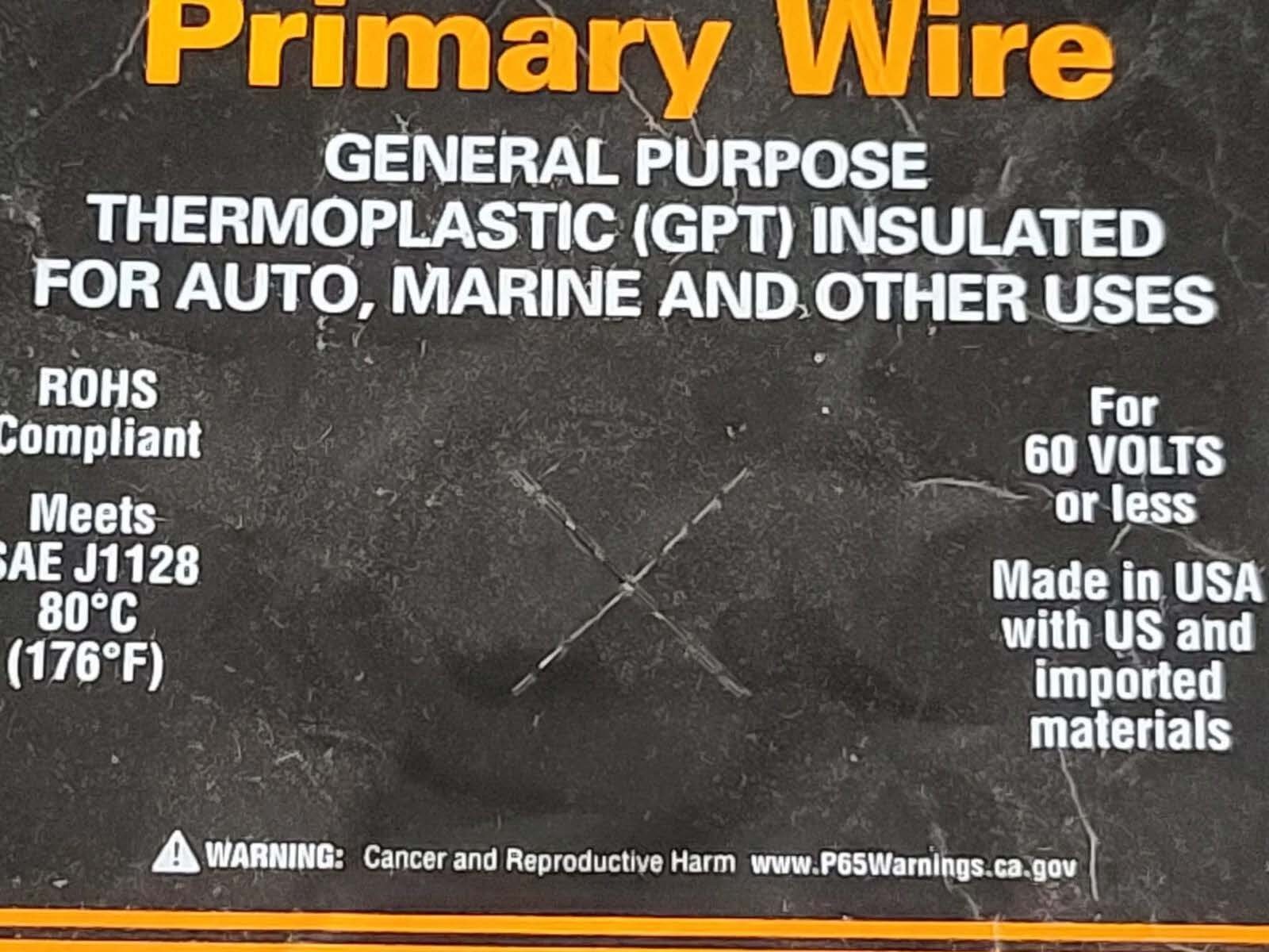 East Penn #16awg GPT PVC Automotive/Marine Primary Lead Wire 60V/80C Black/100ft