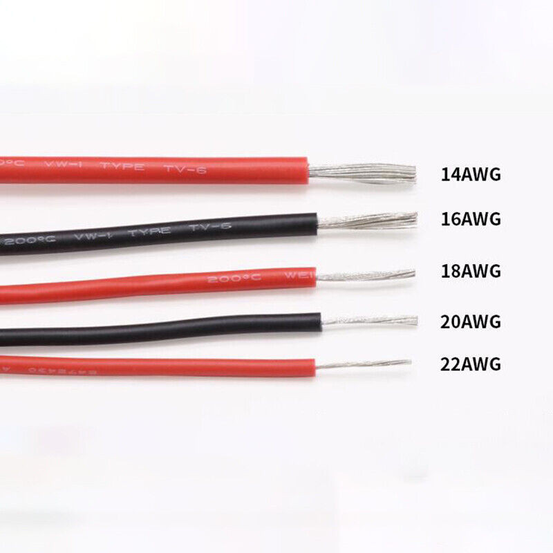 Flexible Soft Silicone Wire Cable 14AWG-22AWG 0.33~2mm² DC 6KV High Voltage