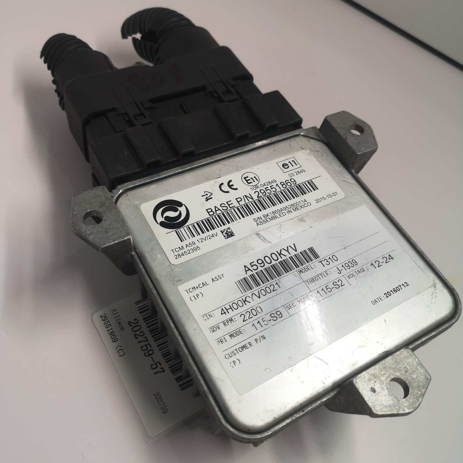 Allison Transmission 29551869 Control Module with cable connector #202759-57