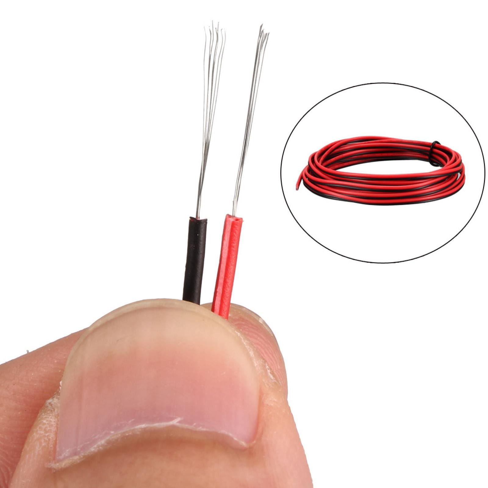 Red Black Wire 2pin Extension Cable Cord 26 AWG Parallel Wire 3 Meters Length