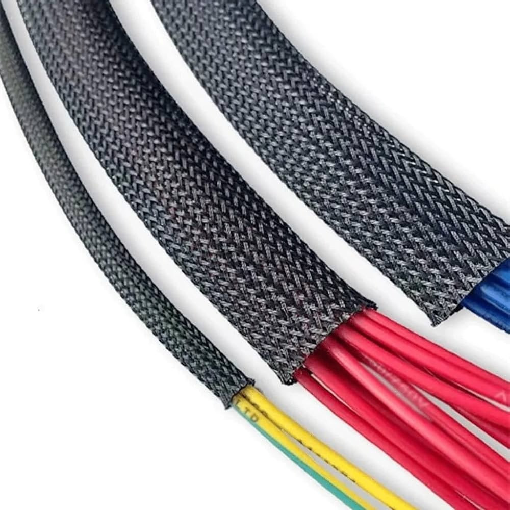 100 FT 1/8″ Black Green Expandable Wire Sleeving Sheathing Braided Loom Tubing