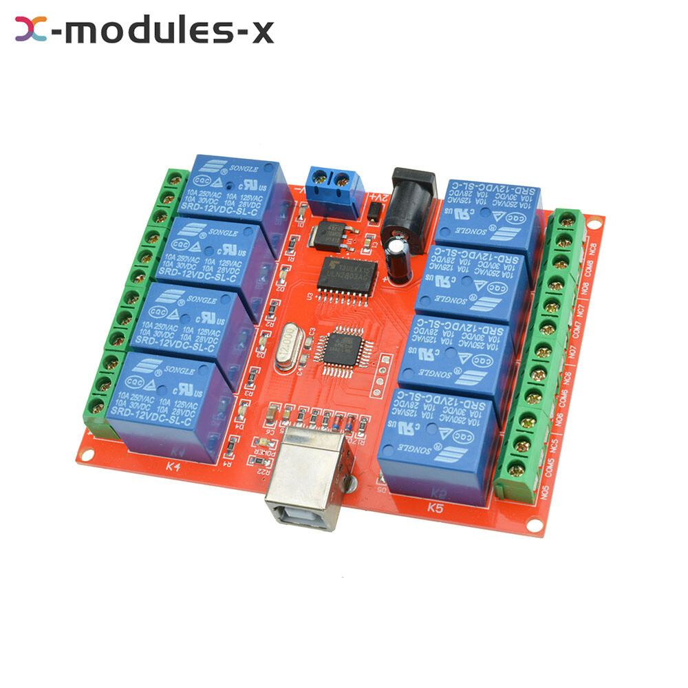 8CH 8Channel DC12V Relay Control Board USB ULN2803 Driver Module For AVR ARM New