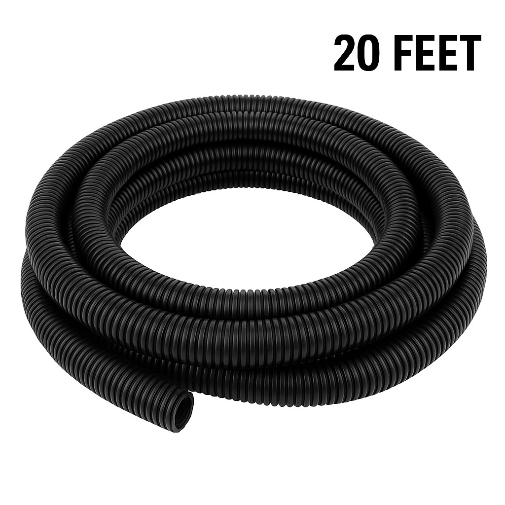 DC Sound 3-Pack 1/4″, 1/2″, 3/4″ x 20 Feet Each Split Wire Loom Convoluted
