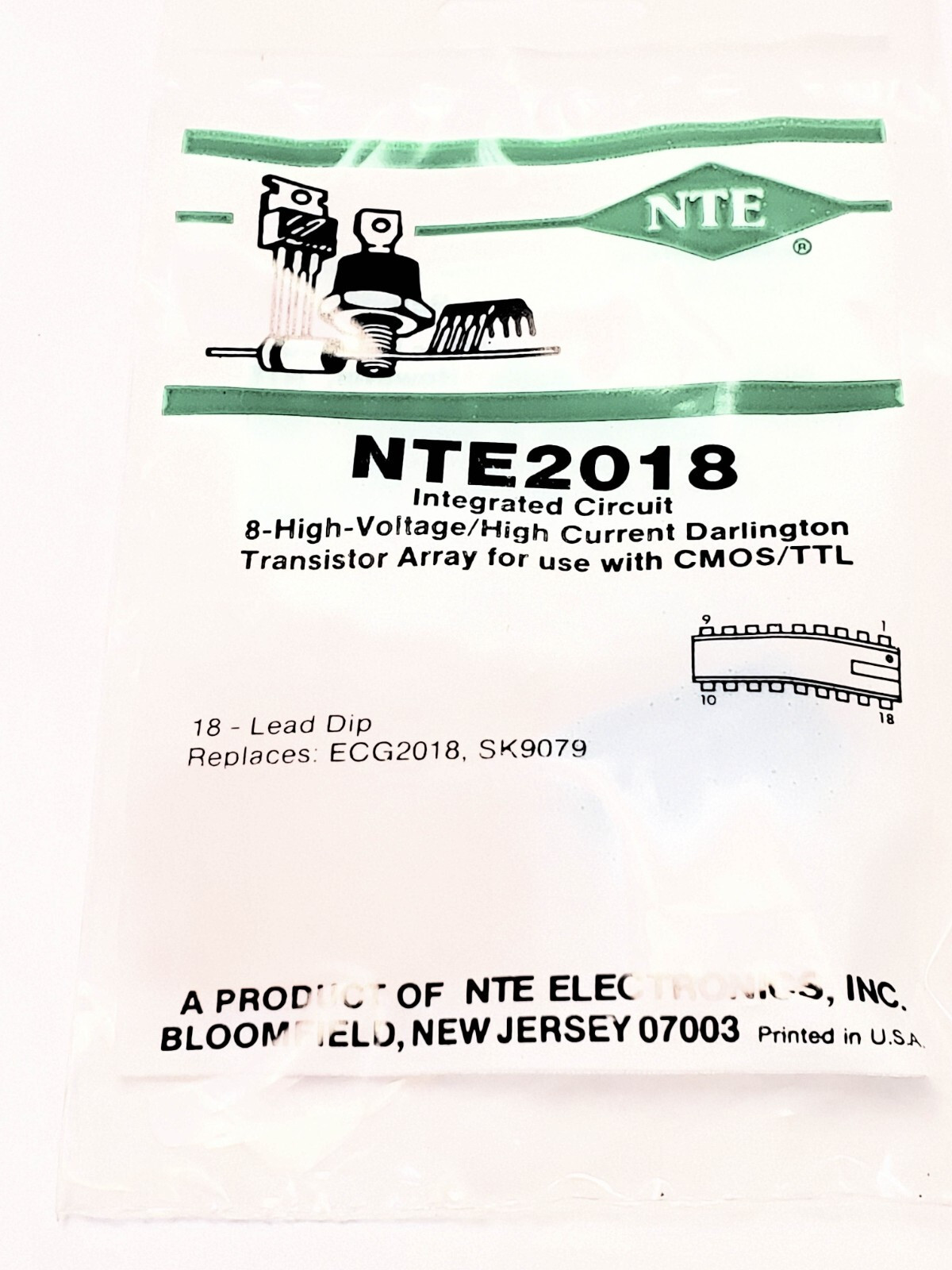 NTE2018 “Original” NTE IC 18P DIP AKA ULN2803 1 pc