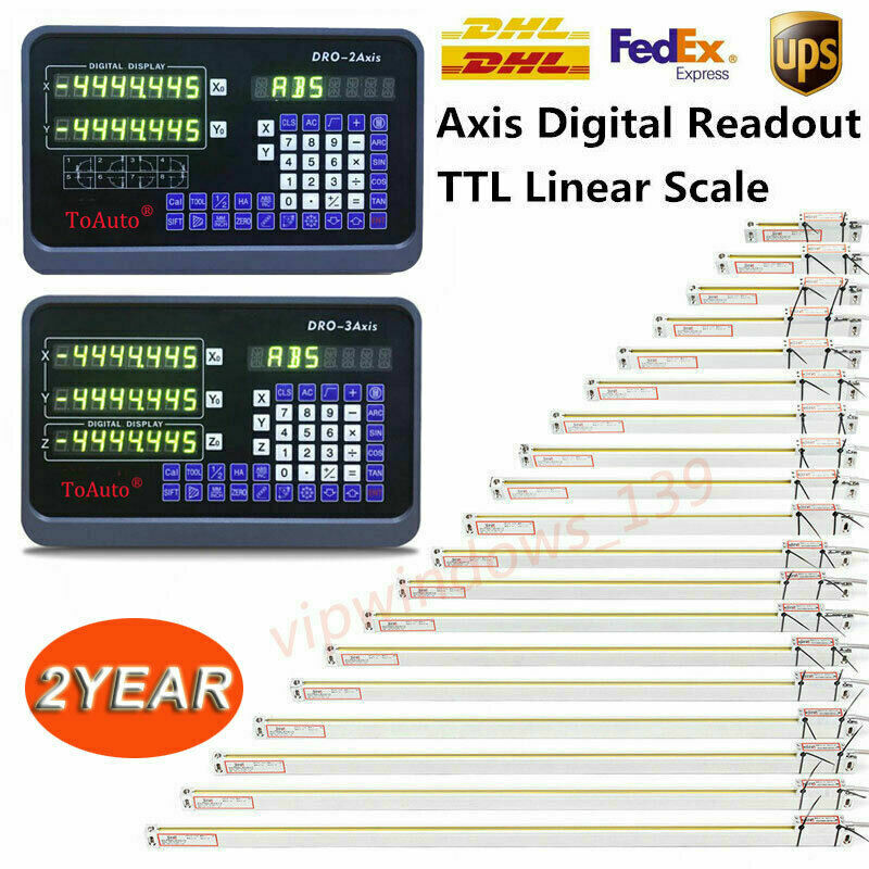 3/2Axis Digital Readout DRO 5µm 0.0002″ Linear Scale Encoder for Mill Lathe CNC