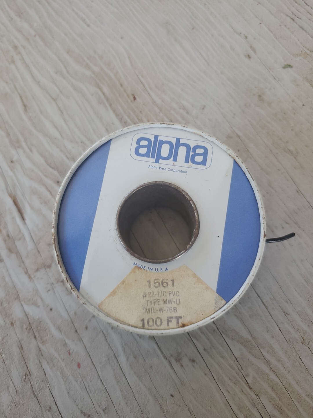 Vintage ALPHA WIRE 22-1/C PVC Wire Type M/W-U MIL-W-76B BLACK about 20ft