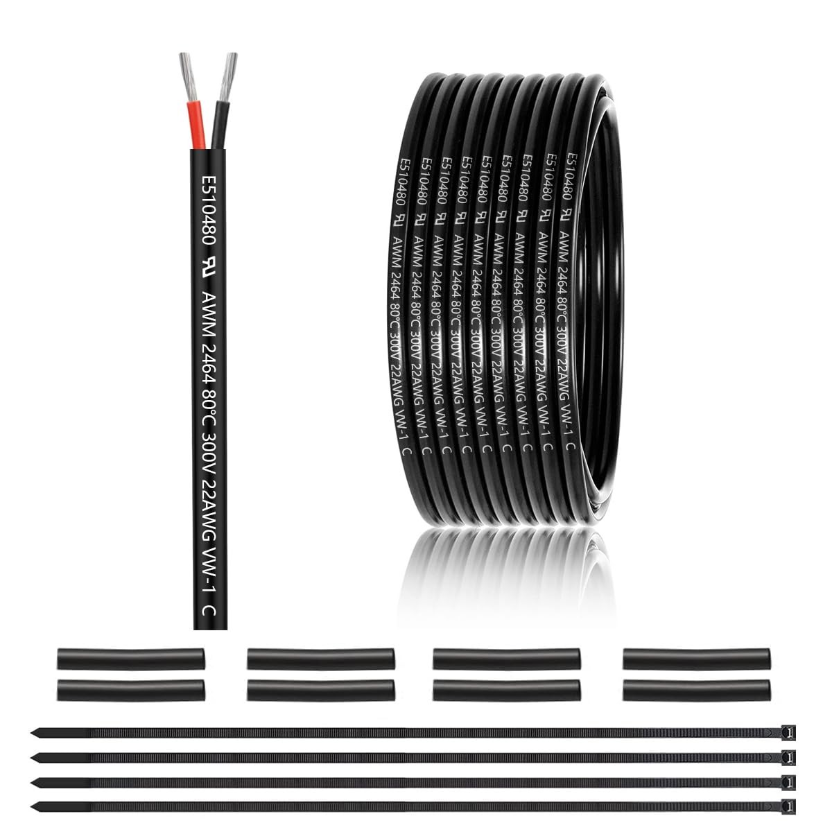 22 AWG 2×0.3mm² 2 Core Cable 7.62 Metres, 2 Core Wire Tinned Copper…