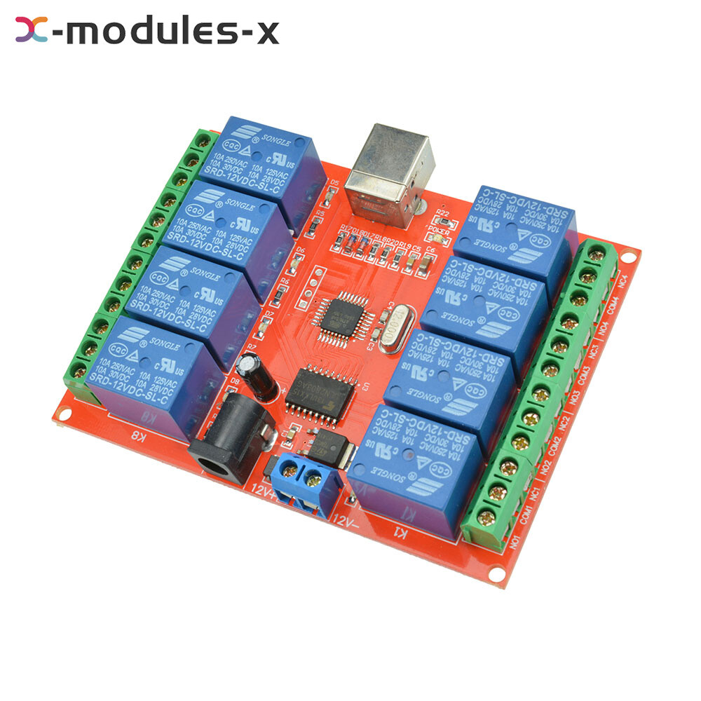 8CH 8Channel DC12V Relay Control Board USB ULN2803 Driver Module For AVR ARM New