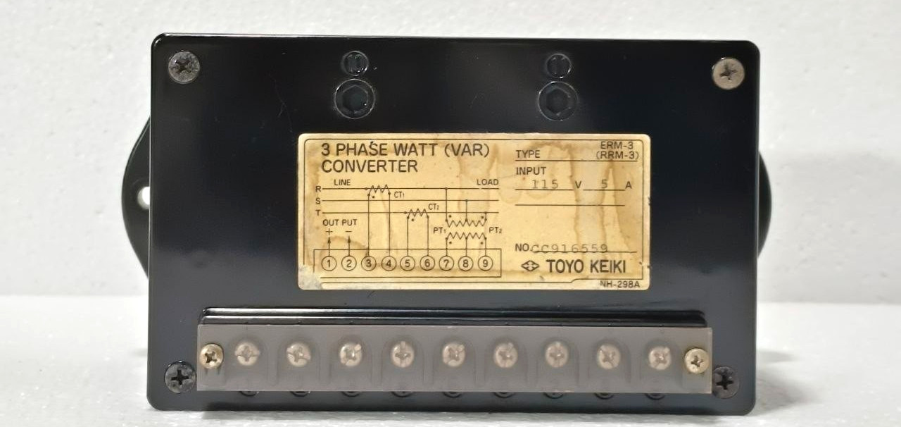 TOYO KEIKI ERM-3 (RRM-3) 3 PHASE WATT (VAR) CONVERTER TRANSDUCER 115V 5A