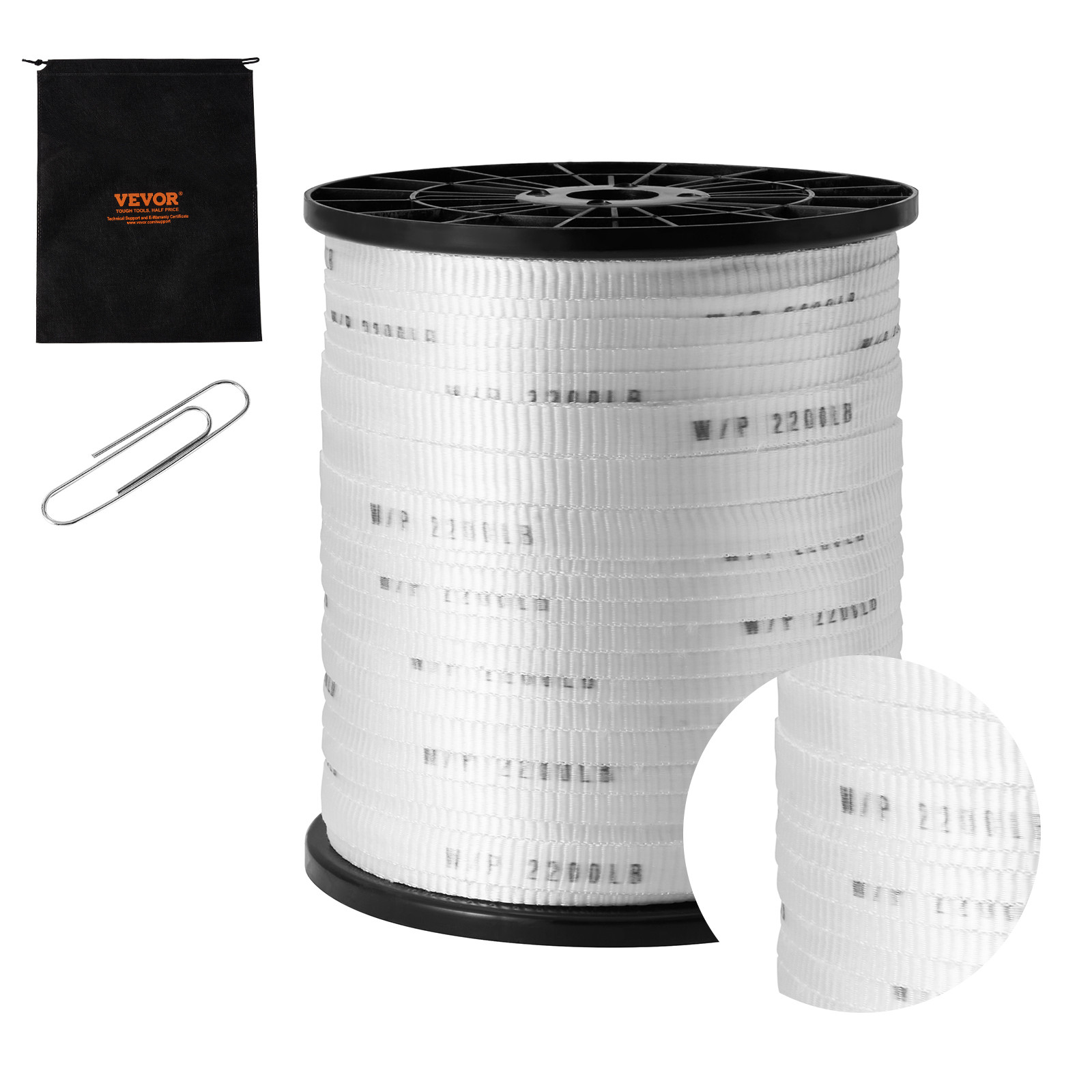VEVOR Polyester Pulling Tape Mule Tape 5/8″ x 630′ 2200 lbf Tensile Capacity