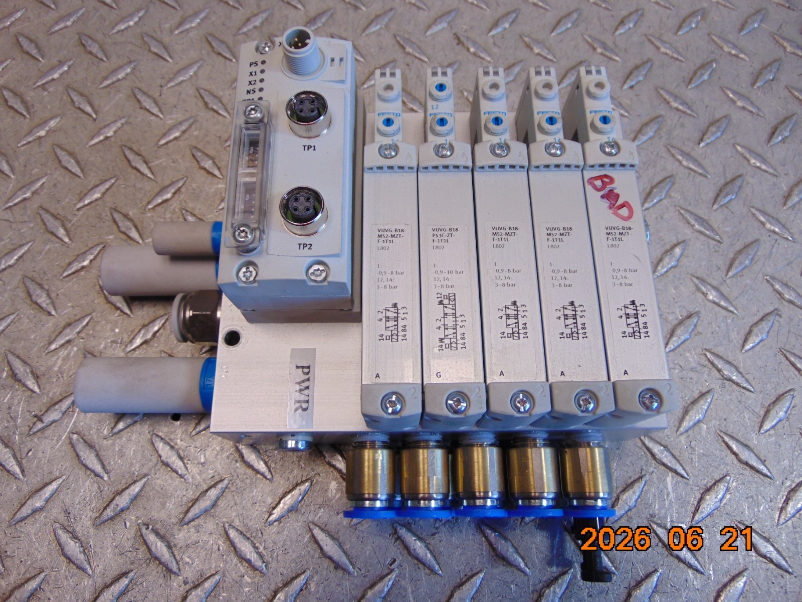 FESTO VUVG-B18-M52-MZT-F-1T1L SOLENOID VALVE MANIFOLD ASSEMBLY CTEU-EP BUS NODE
