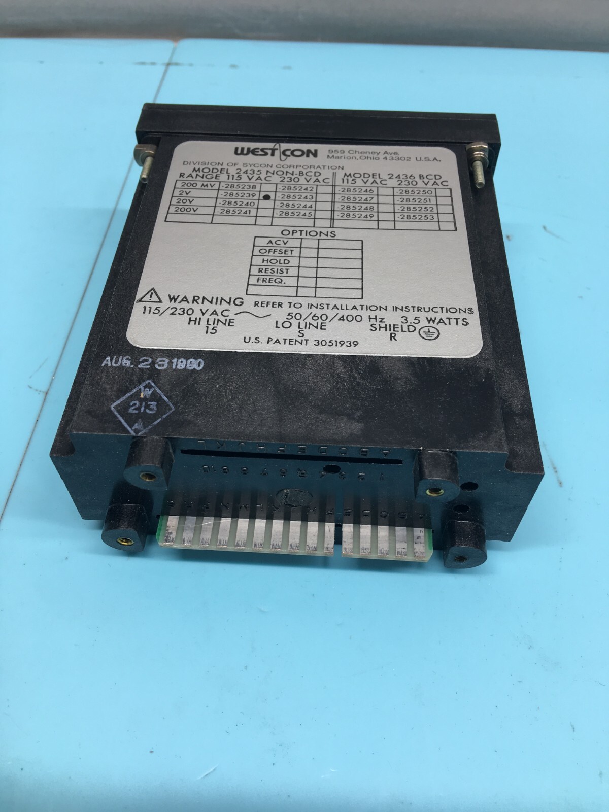 WESTCON Weston Counter 2435 NON-BCD Digital Panel Meter Runs 115VAC 0-2V, 130807