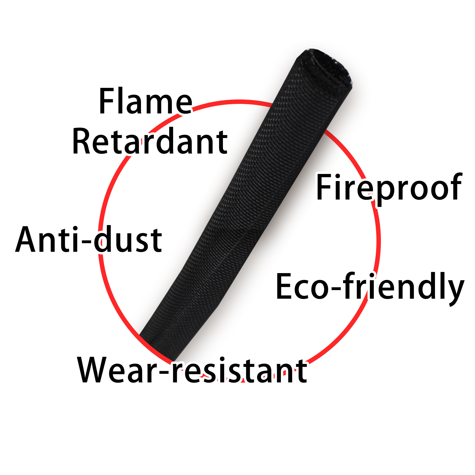 Black Split Wire Loom Braided Cable Sleeve Wires Harness Wrap Cord Protect Lot