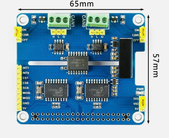 2 Channel Isolated CAN Expansion HAT MCP2515 SN65HVD230 Onboard Circuit