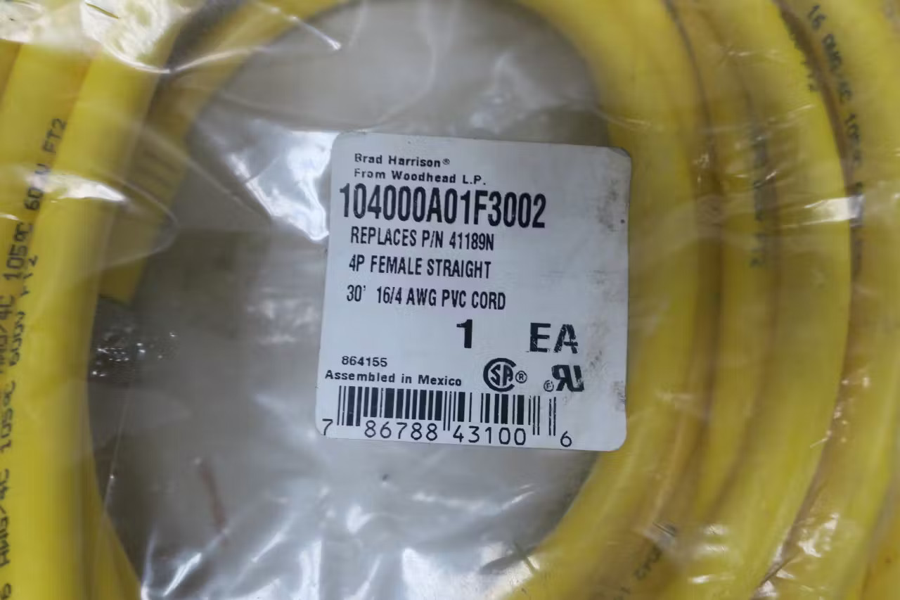 Brad Harrison 104000A01F3002 4p Female Striaght Cord 16/4awg 30ft