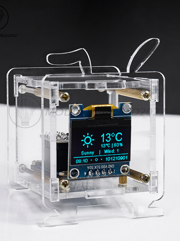 DIY ESP8266 Mini Weather Forecast Electronic Clock Kit 0.96″ OLED Display+Shell