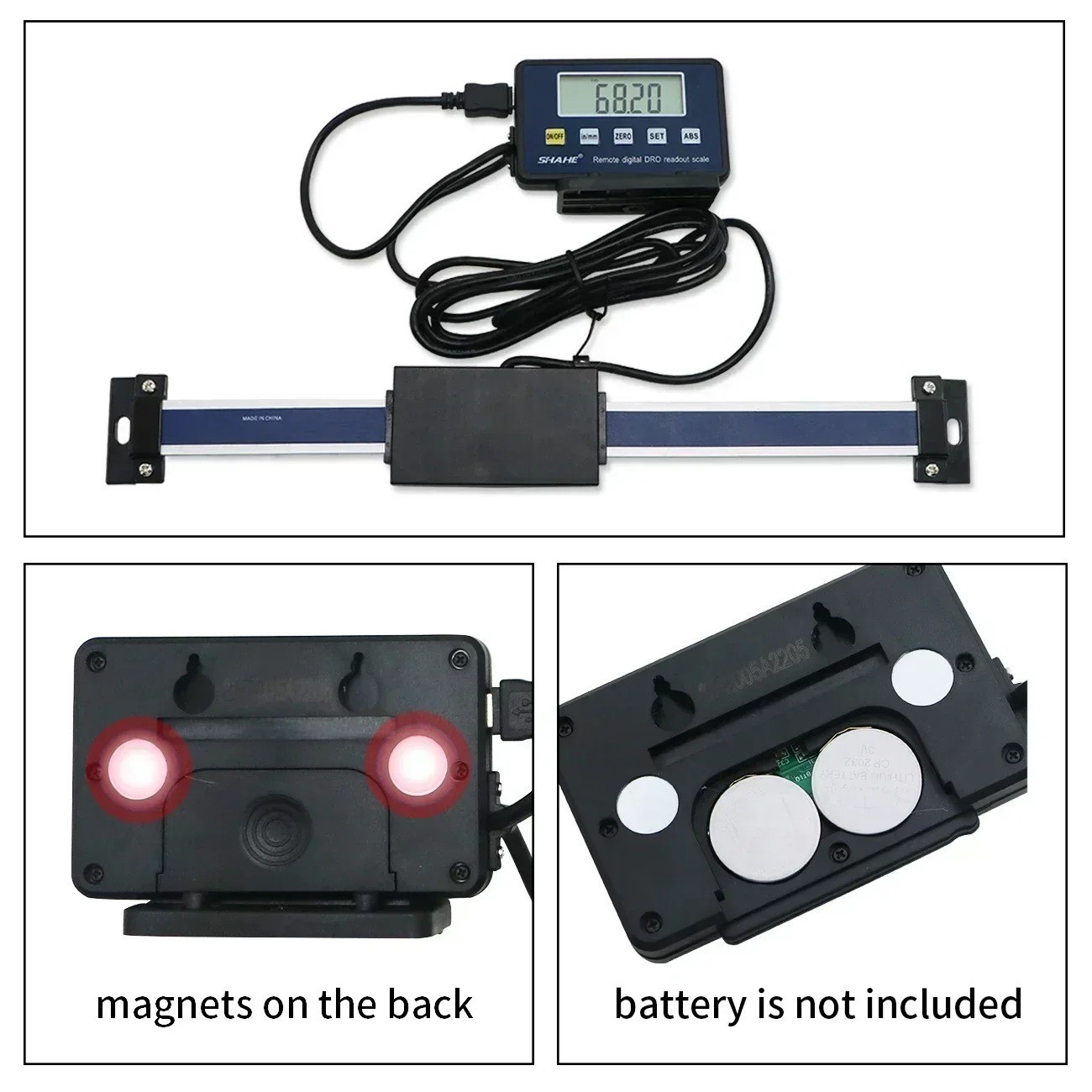 Digital Linear Scale DRO 0-200mm 0.01mm Magnetic Remote External Display