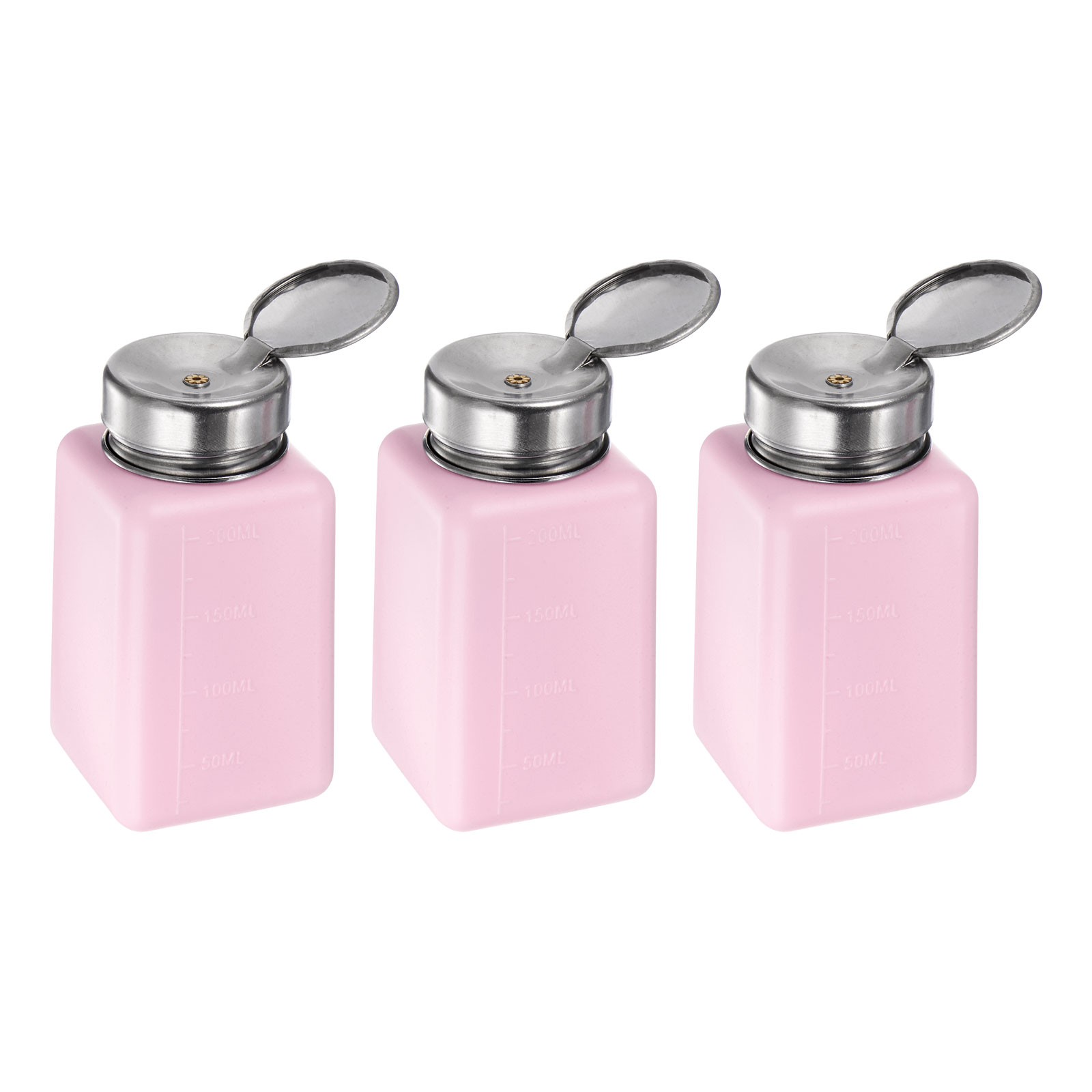 3pcs Solvent Alcohol Dispensers 200ml Push Down Liquid Dispenser Pump, Pink
