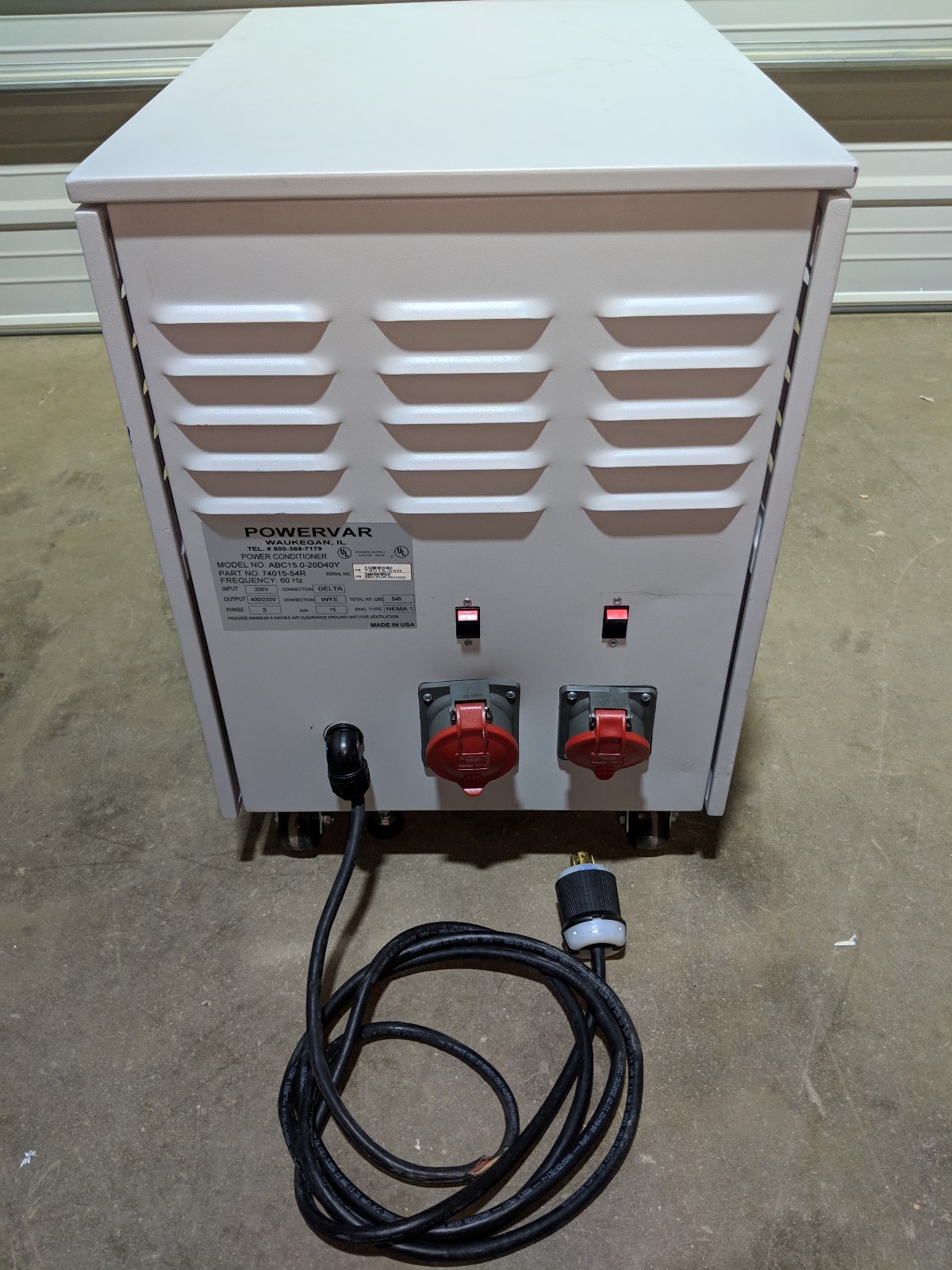 Powervar GPI 2000 3PH 15kVA 400/230V Power Conditioner ABC15.0-20D40Y 74015-54R