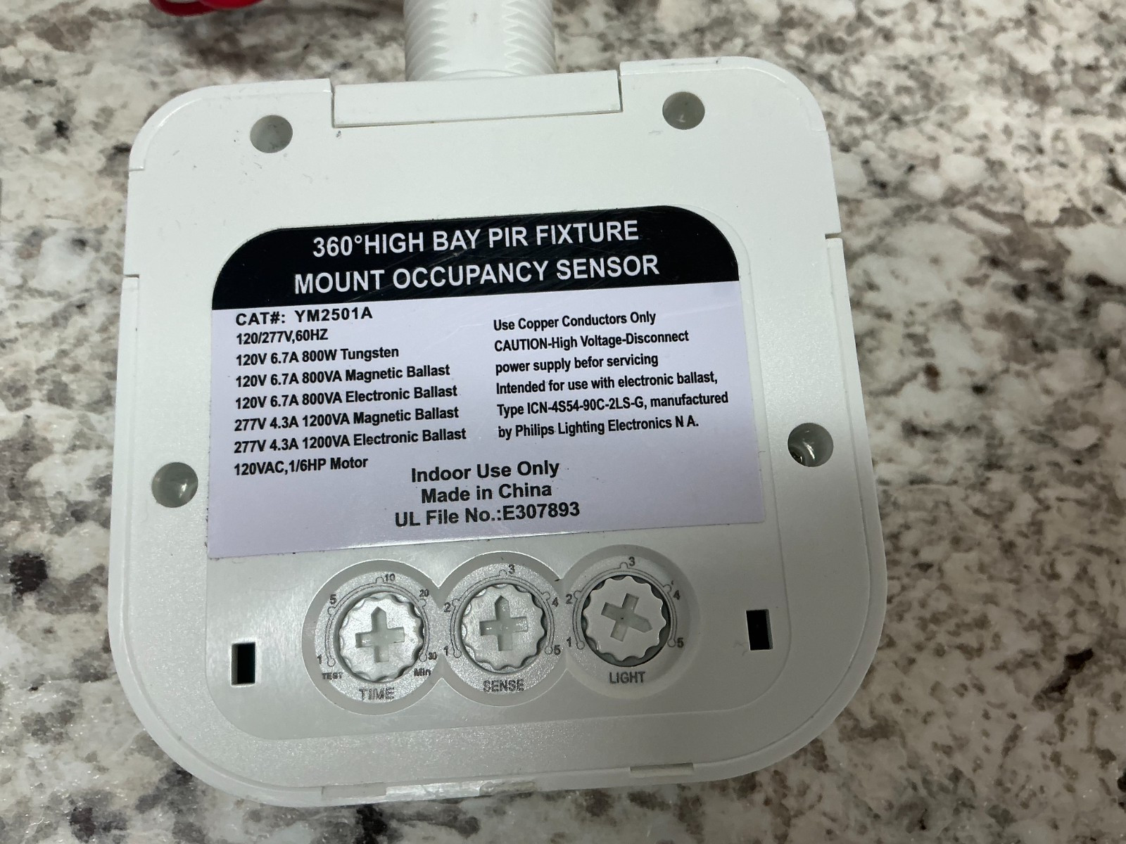 YM2501A Ceiling Occupancy Motion Sensor Switch, High Bay Fixture Mount 360°