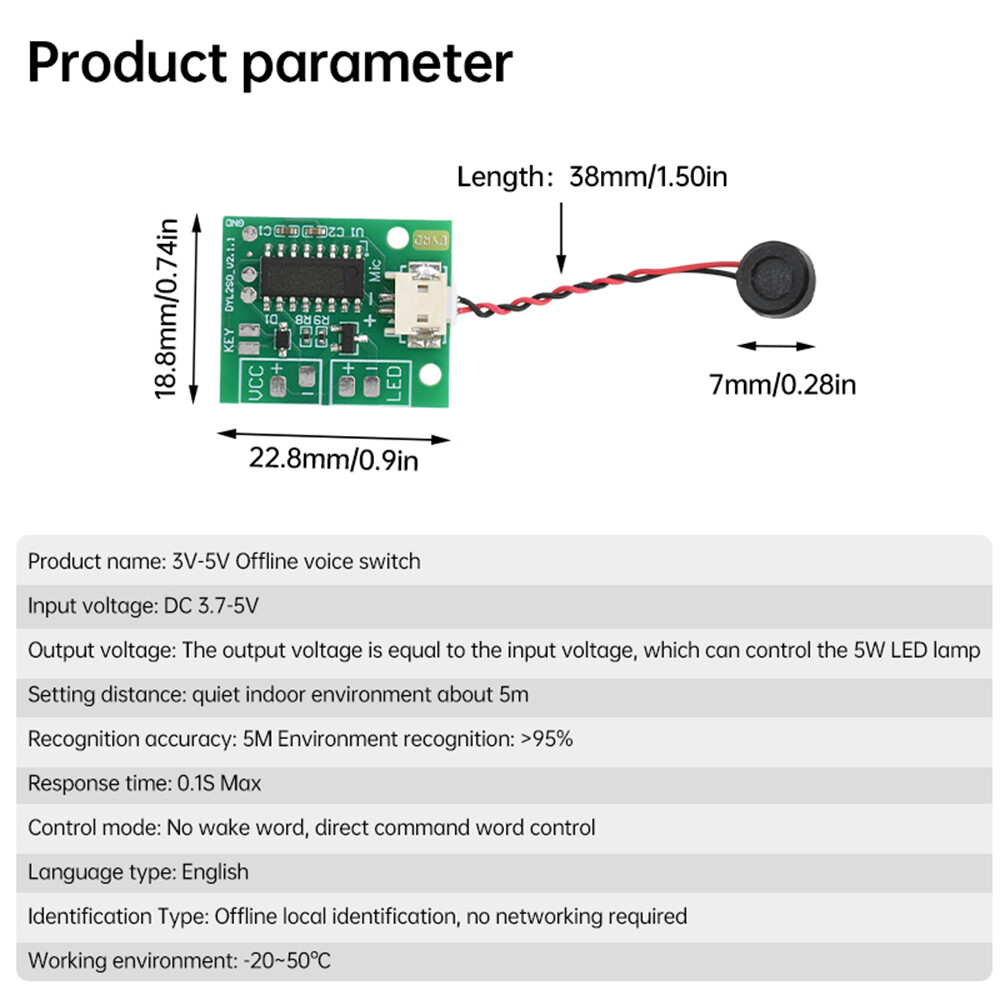 AI Offline Voice Switch Control Board Voice Control Light Circuit Driver Module