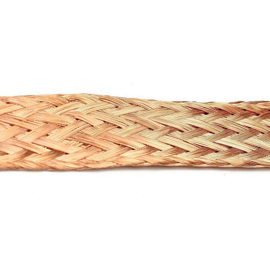 20ft 6mm Flat Copper Braid Cable Bare Copper Braid Wire Ground Lead