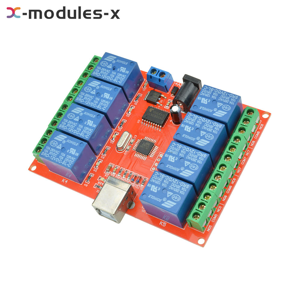 8CH 8Channel DC12V Relay Control Board USB ULN2803 Driver Module For AVR ARM New