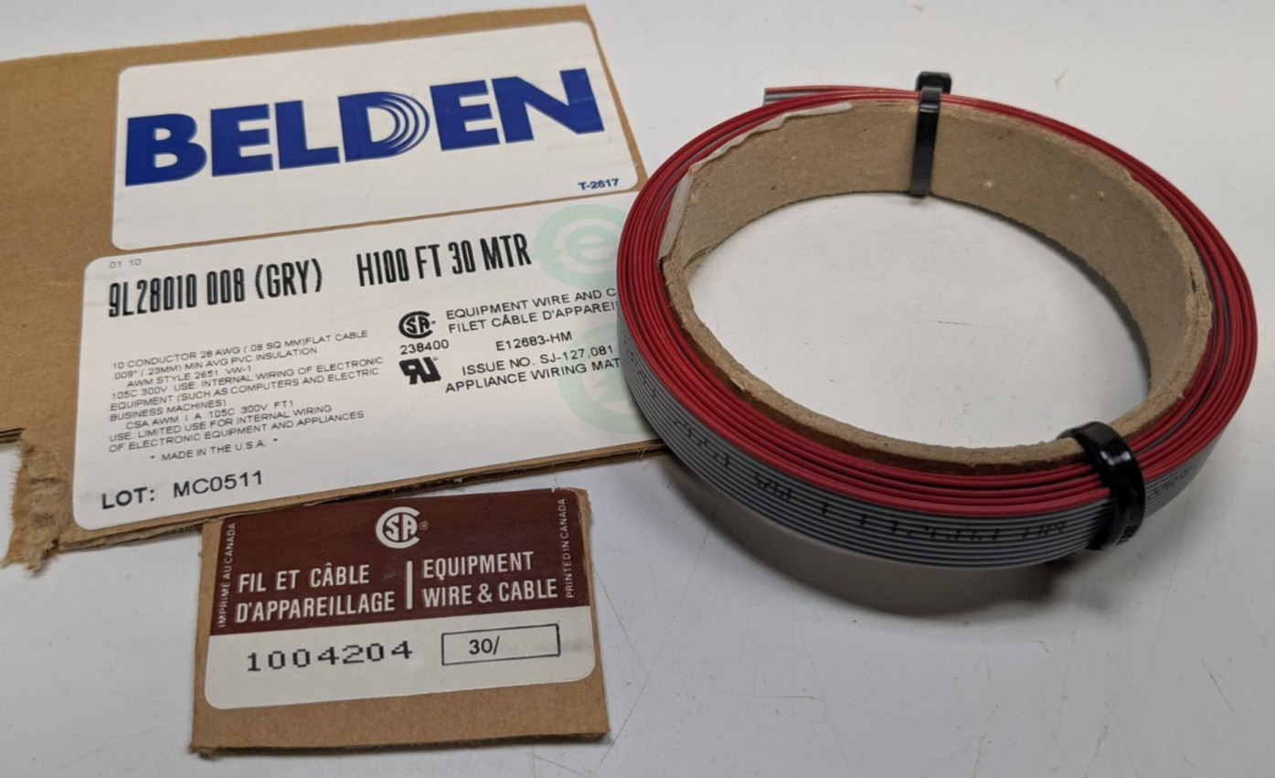 10FT Beldon – FLAT RIBBON CABLE 9L28010-008 – 10 Conductors 28AWG 300VAC
