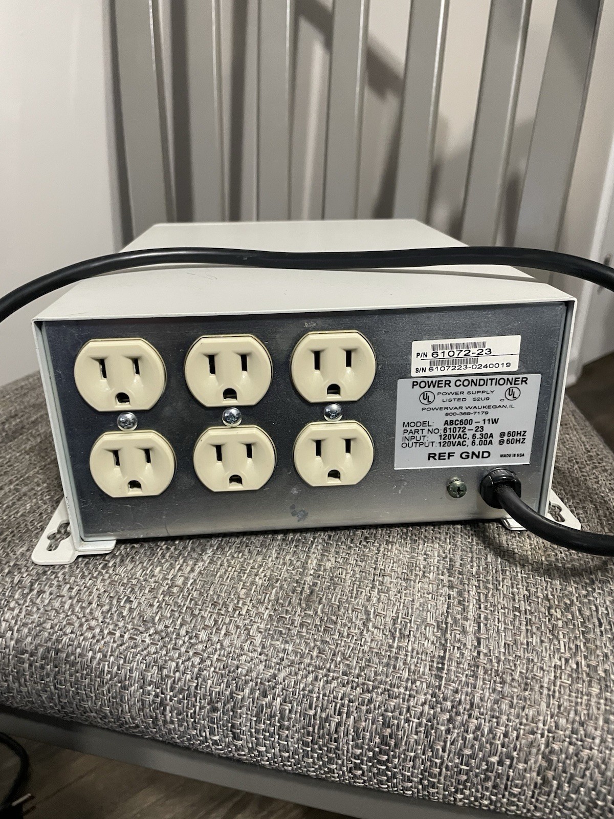 POWERVAR 61072-23 POWER CONDITIONER Supply 6.0 120V ABC600-11 Emergency Ref Gnd